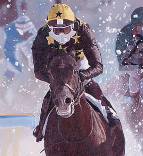 Original oil painting of a flat race from the Centenary 'White Turf' event in 2007, for larger images and further information click on this image.