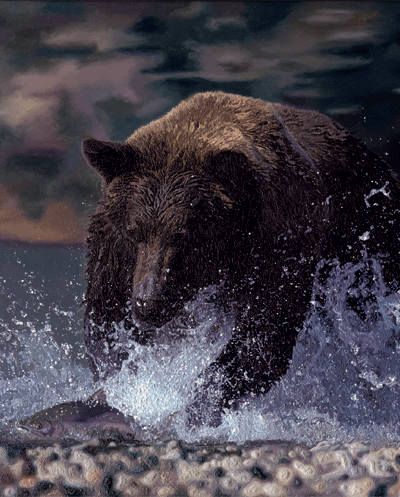 Bear Art, Grizzly Bear Art, Bear Art Print, Brown Bear Print, Bear Hunting, Grizzly Bear Hunting, Limited Edition Print,  Limited Edition Prints, Archival Art Print, Fine Art Print, European Brown Bear, Bear Aware, Art Print Gallery, Bear Fishing, Wild Bear