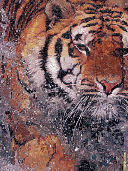 Oil Painting of a Bengal Tiger Hunting