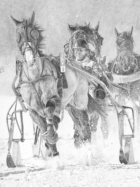 The 100th anniversary of 'White Turf,' showing the trotting sled racing on the Frozen Lake at St Moritz, Switzerland