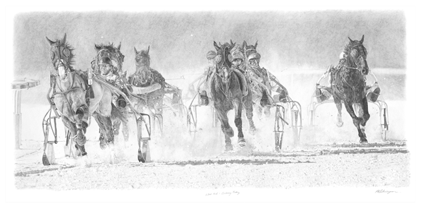 The 100th anniversary of 'White Turf,' showing the trotting sled racing on the Frozen Lake at St Moritz, Switzerland